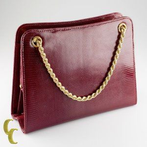 Vintage Gucci Galleria Lizard Purse Solid 18k Yellow Gold Accents and Strap